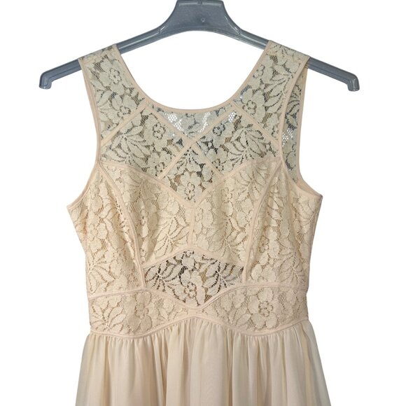 BCBGeneration Womens Lace Overlay Sleeveless Dress Size 8 Beige NEW - Picture 2 of 6